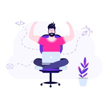 Serbest çalışıyorum. Dizüstü bilgisayarım.