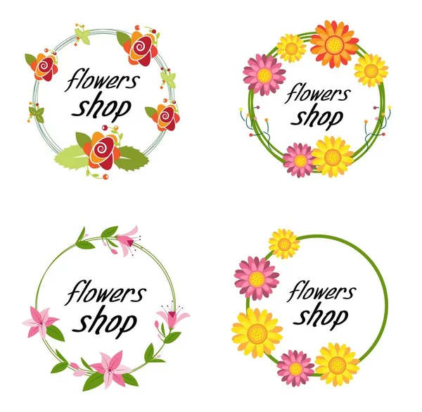 Flower Shop Logo Company — Stock Vector