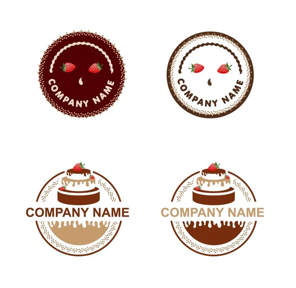 Logo Set Voor Snoep Koffieshop Theekamer Chocoladecafé Grote Bruidstaart Met Rechtenvrije Stockvectors