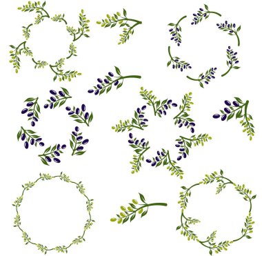 Kartpostal için zeytin rengi çelenk logosu çerçevesi