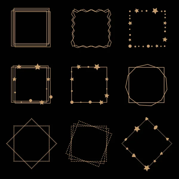 Набор Золотых Квадратных Рам Логотипа — стоковый вектор