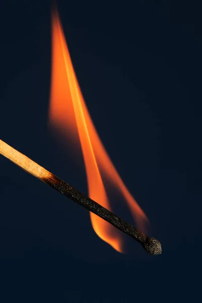 Burning Match Blue Background Wave Yellow Flame — Fotografia de Stock