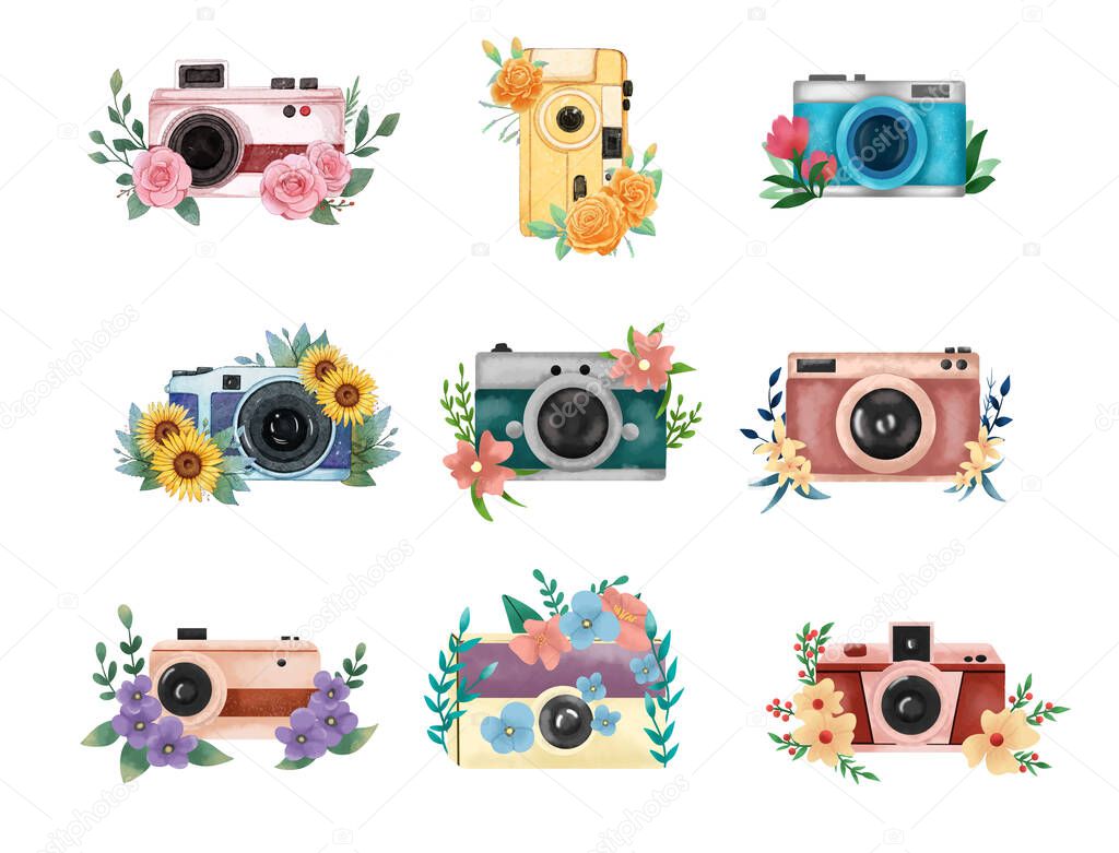 Hand draw cartoon style camera collection