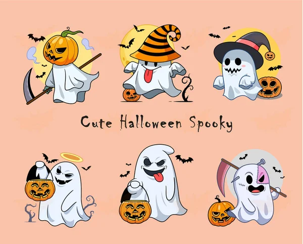 Ručně Kreslené Děsivé Halloween Prvky Kolekce — Stockový vektor