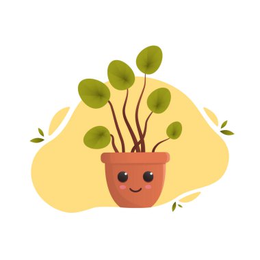 Şirin kapalı saksıda bitki vektörü çizimi.