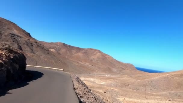 Uitzicht Vanaf Auto Van Het Dorre Gebied Vulkanen Van Fuerteventura — Stockvideo