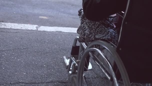 Hindernisse Hindernisse Mann Schiebt Den Rollstuhl Ihrer Freundin Auf Der — Stockvideo