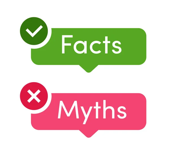 Set ikon vektor fakta dan mitos - Stok Vektor
