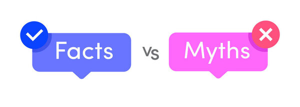 Facts vs myths icon set isolated on white background