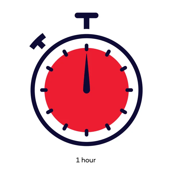 Timer 1 hour symbol color line style — Stock Vector