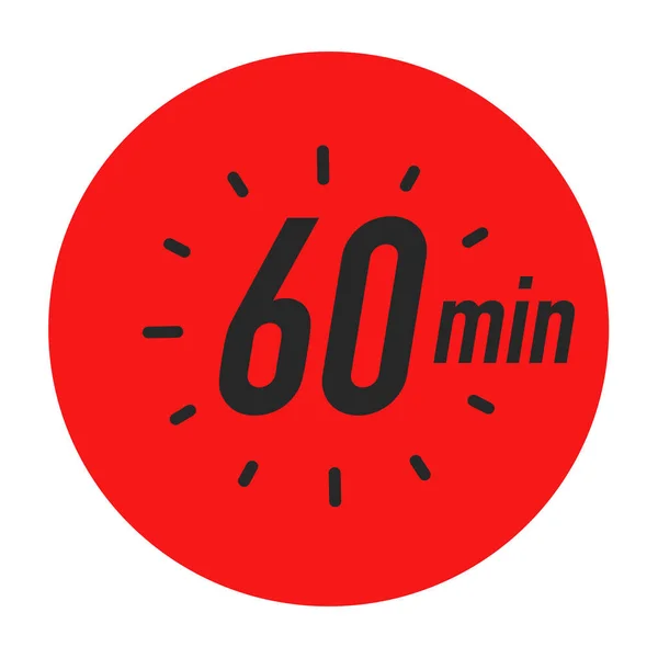 60 minutes timer symbol red color style — Stock Vector