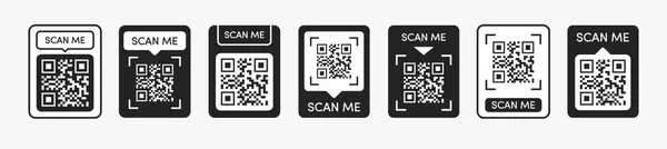 Qr code sticker set zwarte kleur — Stockvector