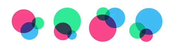 Modelo de diagrama Venn conjunto infográfico três círculo colorido estilo — Vetor de Stock