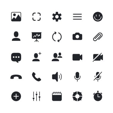 Videocall simgesi düz vektör biçimi seti