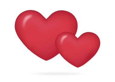 İki kalp 3d gerçekçi vektör biçimi