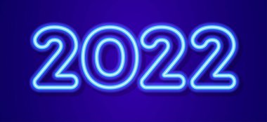 2022 yılbaşı tebrik kartı için neon imza tarzı