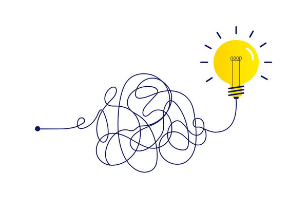 Complex way from start to idea hand draw style