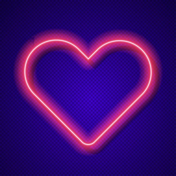 Cornice vettoriale cuore al neon su sfondo trasparente — Vettoriale Stock