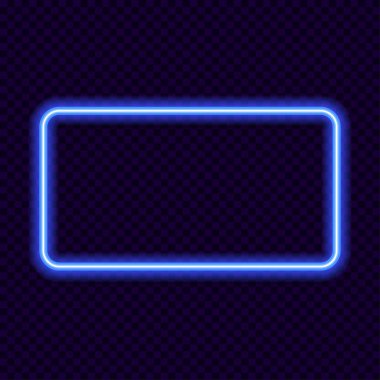 Şeffaf arkaplanda neon dikdörtgen vektör çerçevesi