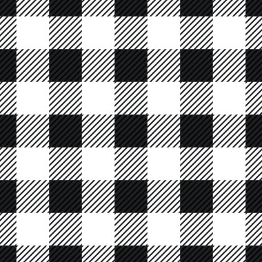 Gingham pattern checkered plaids black white color