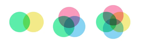 Venn diagram set colorful style — Vetor de Stock