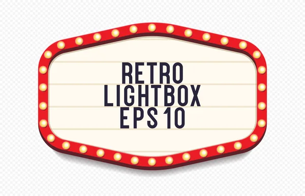 Retro lightbox vector 3d realistic template with lightbulb — Stock Vector