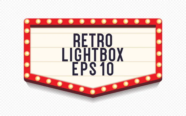 Retro lightbox template with lightbulb realistic style Stock Illustration