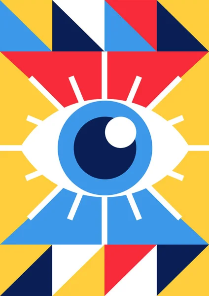 Abstrato bauhaus olho cartaz mínimo 20s estilo geométrico —  Vetores de Stock