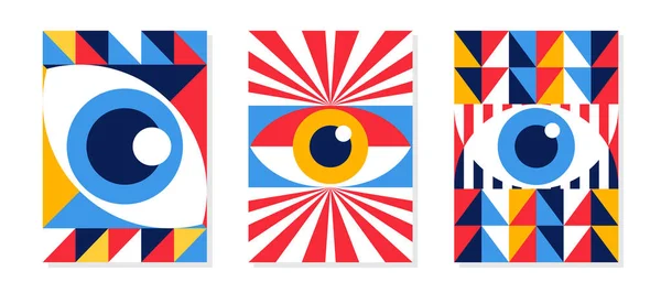 추상적 인 바우하우스의 눈 포스터 최소 20 개의 기하학적 인 스타일을 설정 — 스톡 벡터