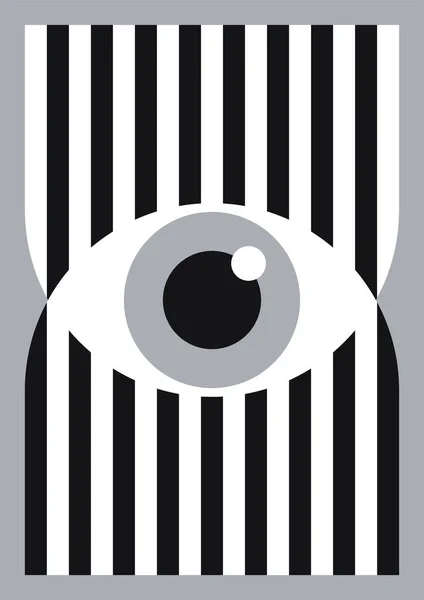 Cartel de ojo de bauhaus abstracto blanco y negro Vector de stock