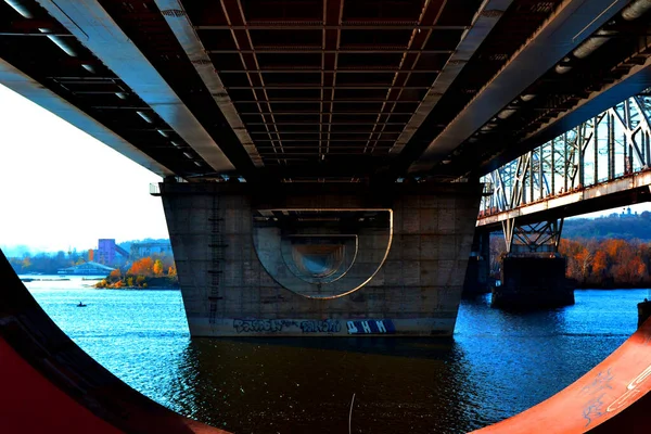 Ponte Rodoviária Através Rio Dnieper — Fotografia de Stock