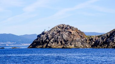 Galiçya kıyılarındaki Ces Adaları 'nın panoramik manzarası