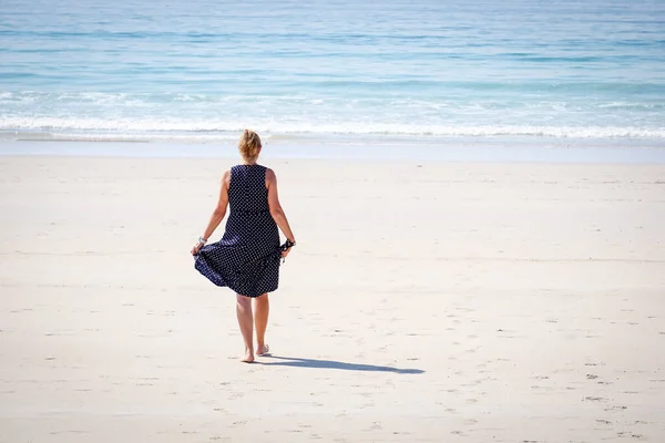 Woman Enjoying Good Weather Beach Galician Coast — Stock Photo, Image