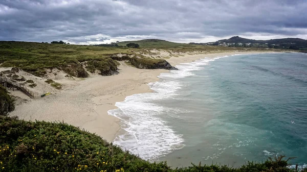 Panorama White Sand Beach Coast Galicia — Stock Photo, Image