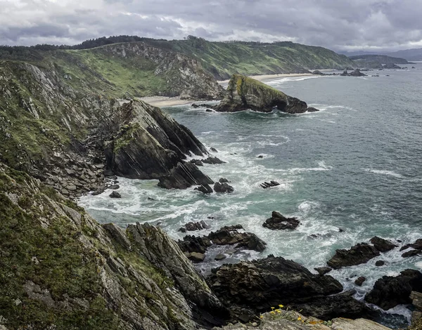 Galician Coast Cliffs Rocks Clouds Background — Stock Photo, Image