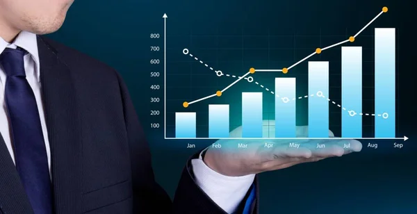 Bedrifter Som Analyserer Salgsdata Diagrammer Økonomisk Vekst Forretningsstrategi Abstrakt Ikon – stockfoto