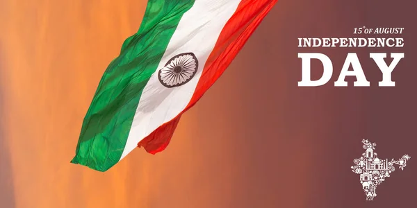 Independence Day Banner Image Indian Flag Orange Brown Background — Stock fotografie
