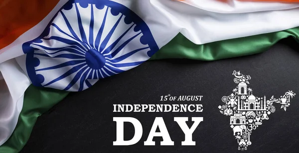 Independence Day Banner Image Indian Flag Black Background — Stock fotografie
