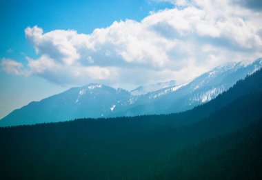 Himalaya mountain at Kashmir. Snow village at Gulmarg in India. Landscape of beautiful nature of Himalaya mountain at sky.