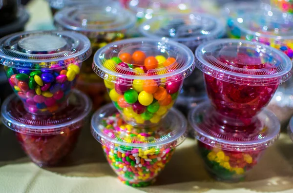 colorful Sweet Candy In The Transparent Container