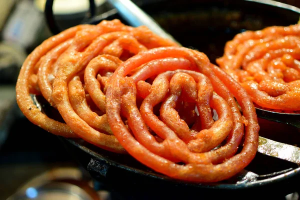 Jalebi Traditional Indian Fried Sweet Dessert Indore Sarafa Market — Stockfoto