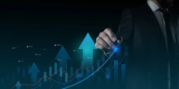 Financial Charts Showing Growing Revenue Touch Screen Finance Images — ストック写真