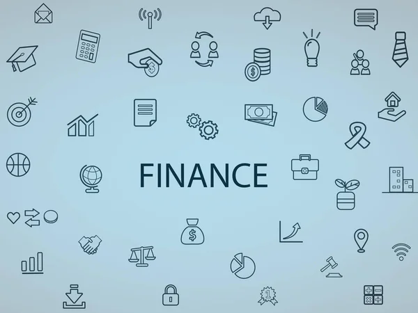 Finance word concepts banner with icons, business, trading and finance background