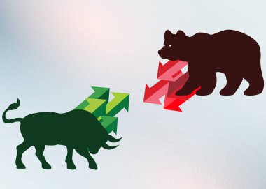 Borsa, ticaret ve yatırım konseptine karşı boğa görüntüsü