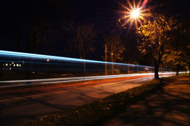 Tram on long exposure from the park. 
