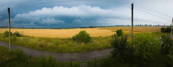 Wet landscape after rain in rural Ukraine.