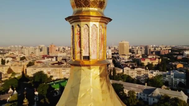 Close Shot Mosaic Saint Sophias Cathedral Golden Dome Kiev Ukraine — 图库视频影像