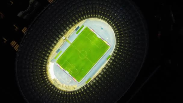 Aerial View Olimpiyskiy Stadium Huge Sports Arena Shining Lights Heart — Stockvideo