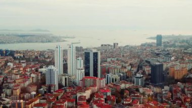 Panoramic view of ancient Turkish district, Bosphorous, Istambul. historical buildings, old district the city Istanbul, Cityscape. High quality 4k footage