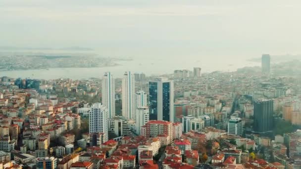Rooftop View Ancient Turkish District Bosphorous Strait Instanbul Historical Buildings — Video Stock